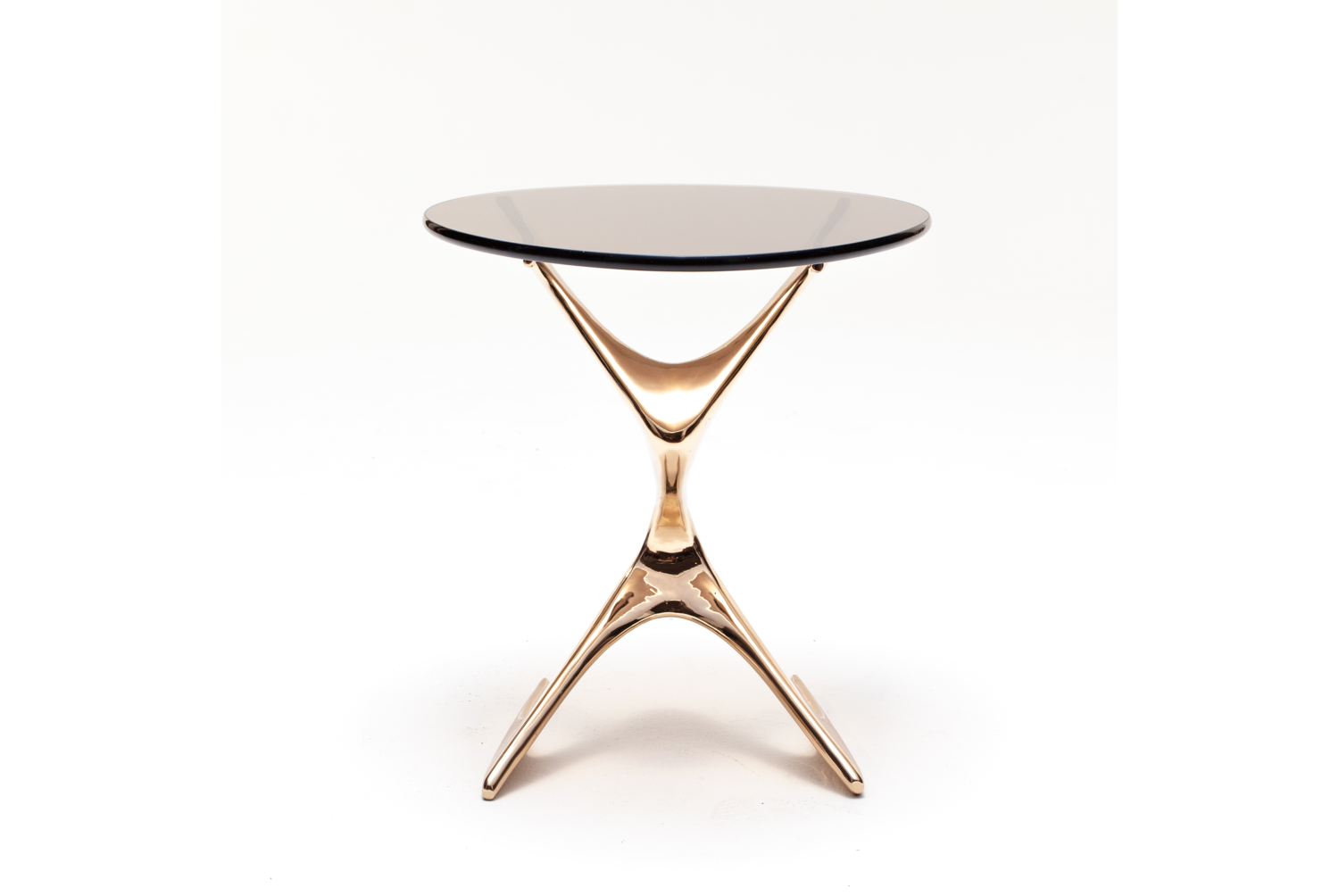 Zora Drink Table with Sculptural Bronze Base - Karl Geckler