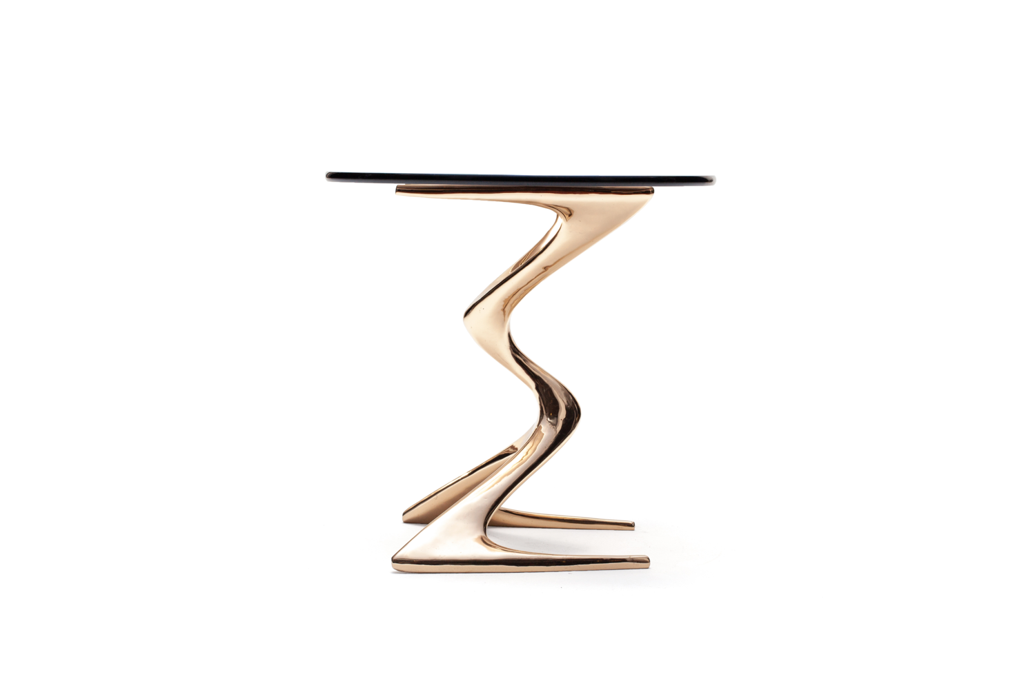 Zora Drink Table with Sculptural Bronze Base - Karl Geckler